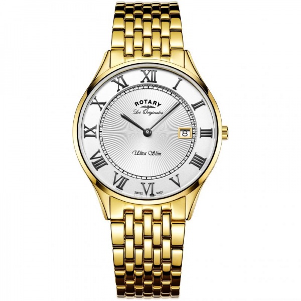 Rotary ultra slim clearance white stainless steel watch