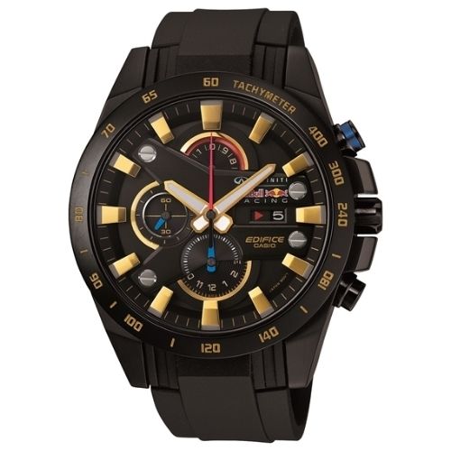 Edifice black hotsell gold watch