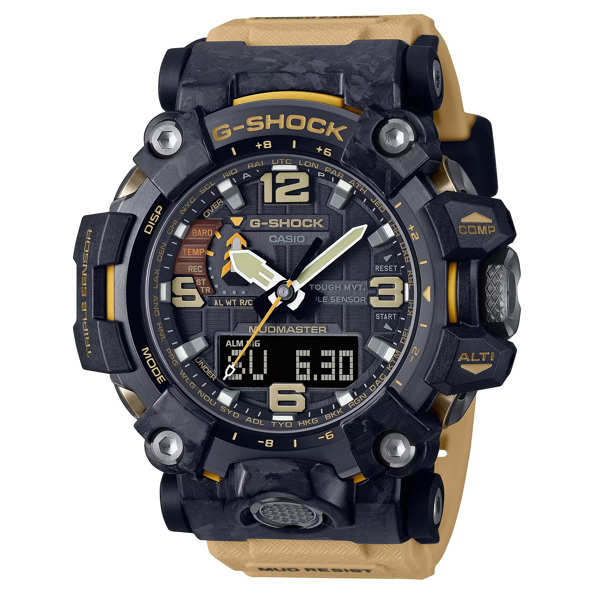 OROLOGIO DA UOMO Casio G-Shock orologio Mudmaster triplo sensore radio solare GWG-1000-1A3ER EUR